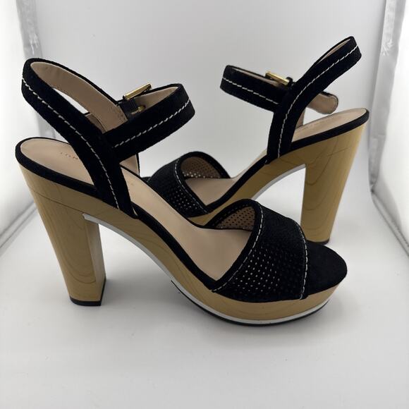Tommy Hilfiger Women's Weslee Women’s 8.5 Black Suede Platform Heeled Sandal NEW - Picture 9 of 16